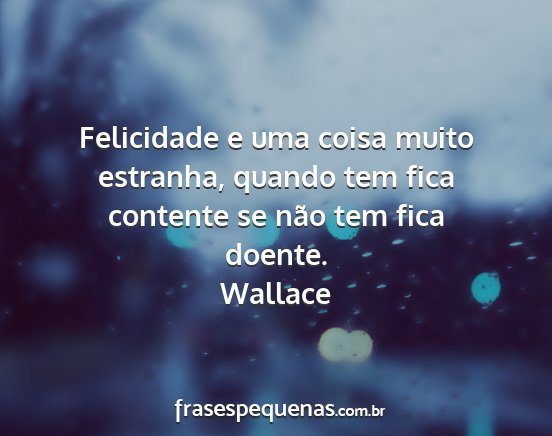 Wallace - Felicidade e uma coisa muito estranha, quando tem...