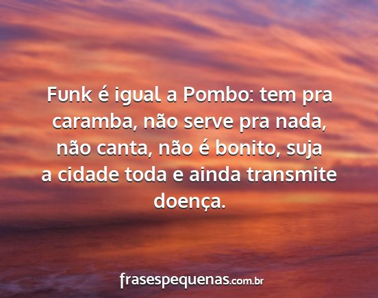 Funk é igual a Pombo: tem pra caramba, não...