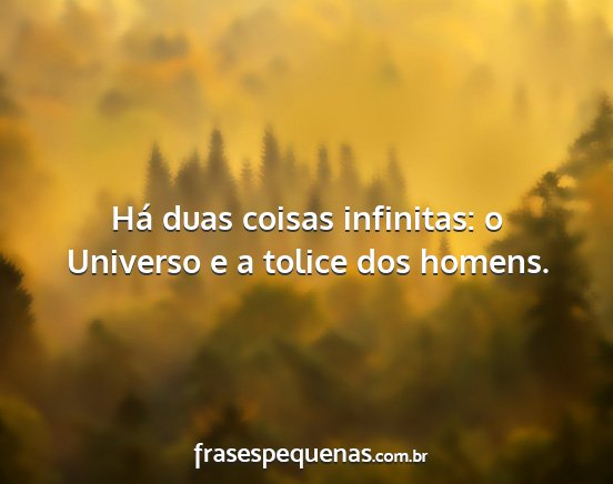 Há duas coisas infinitas: o Universo e a tolice...