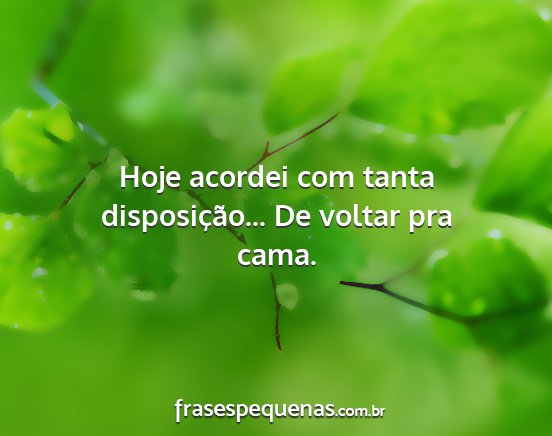 Hoje acordei com tanta disposição... De voltar...