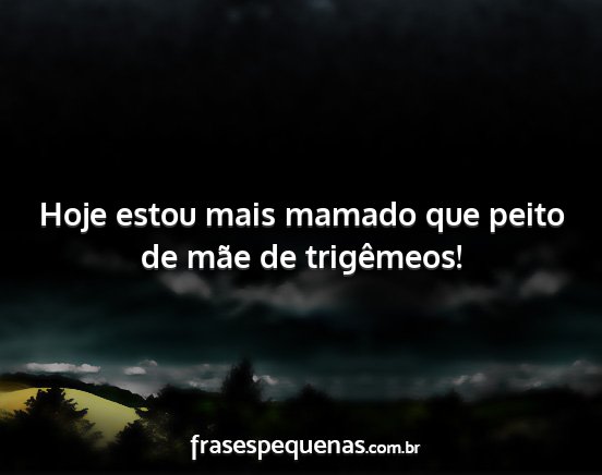 Hoje estou mais mamado que peito de mãe de...