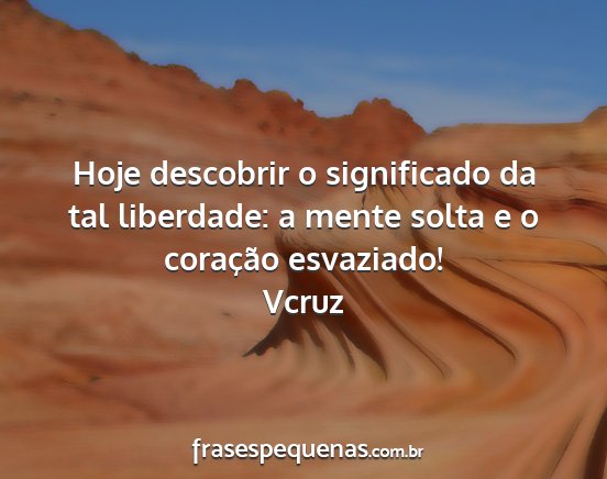 Vcruz - Hoje descobrir o significado da tal liberdade: a...