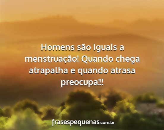 Homens são iguais a menstruação! Quando chega...