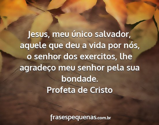 Profeta de Cristo - Jesus, meu único salvador, aquele que deu a vida...