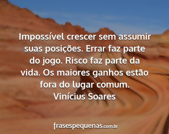 Vinícius Soares - Impossível crescer sem assumir suas posições....