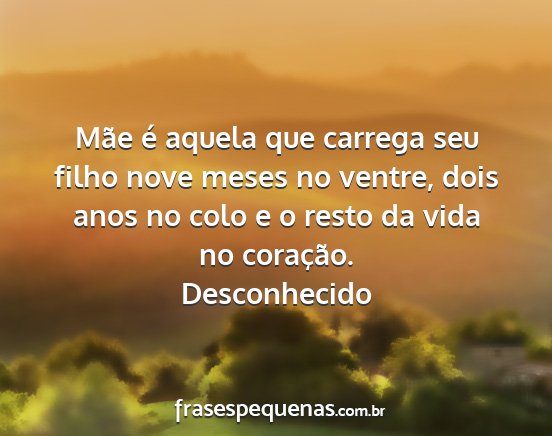 Desconhecido - Mãe é aquela que carrega seu filho nove meses...