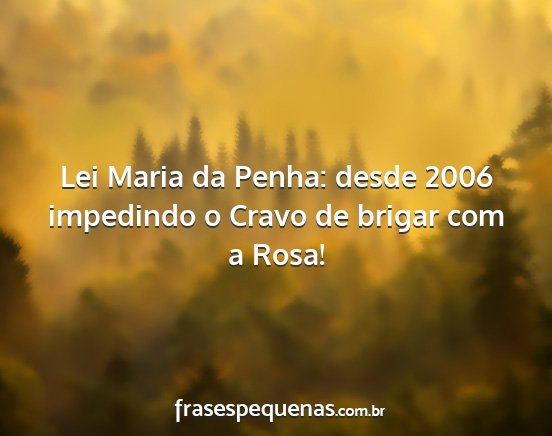 Lei Maria da Penha: desde 2006 impedindo o Cravo...
