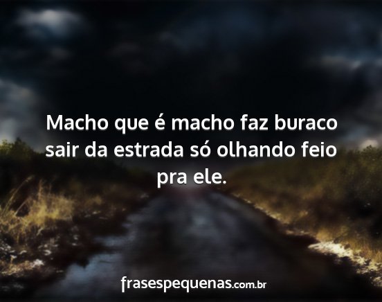 Macho que é macho faz buraco sair da estrada só...