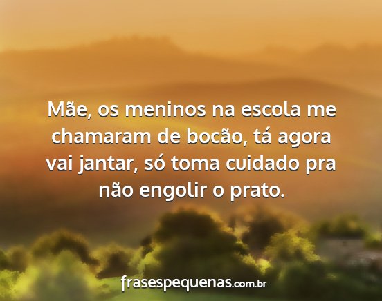 Mãe, os meninos na escola me chamaram de bocão,...