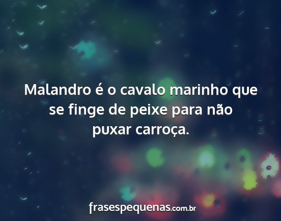 Malandro é o cavalo marinho que se finge de...