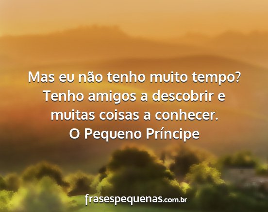 O Pequeno Príncipe - Mas eu não tenho muito tempo? Tenho amigos a...