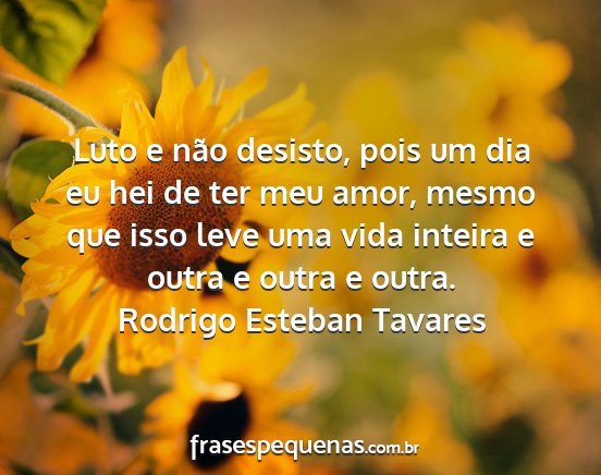 Rodrigo Esteban Tavares - Luto e não desisto, pois um dia eu hei de ter...