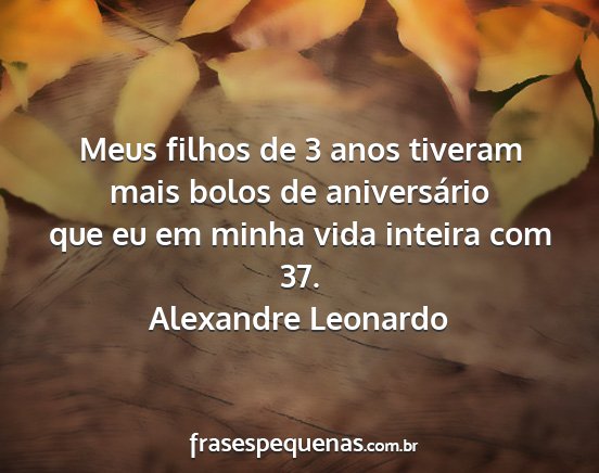 Alexandre Leonardo - Meus filhos de 3 anos tiveram mais bolos de...