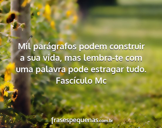 Fascículo Mc - Mil parágrafos podem construir a sua vida, mas...