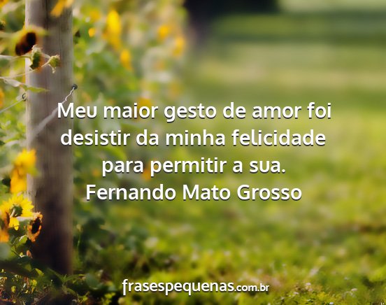 Fernando Mato Grosso - Meu maior gesto de amor foi desistir da minha...