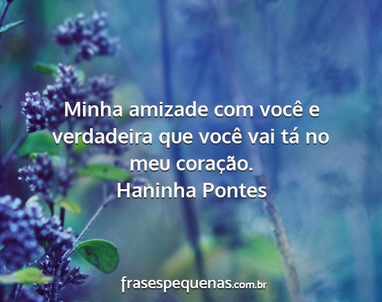 Haninha Pontes - Minha amizade com você e verdadeira que você...