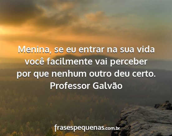 Professor Galvão - Menina, se eu entrar na sua vida você facilmente...