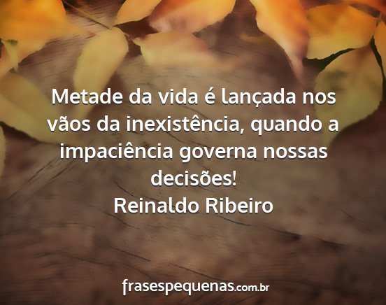 Reinaldo Ribeiro - Metade da vida é lançada nos vãos da...