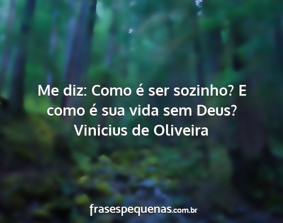 Vinicius de Oliveira - Me diz: Como é ser sozinho? E como é sua vida...