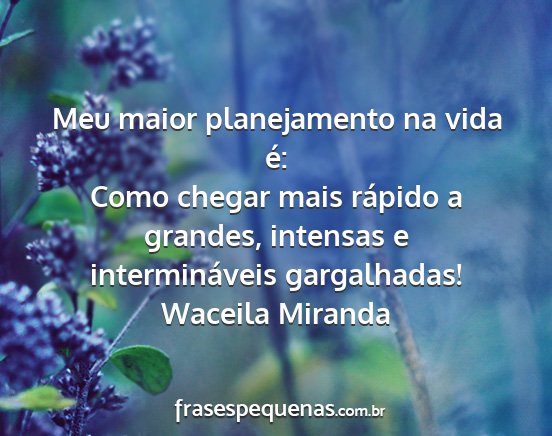 Waceila Miranda - Meu maior planejamento na vida é: Como chegar...