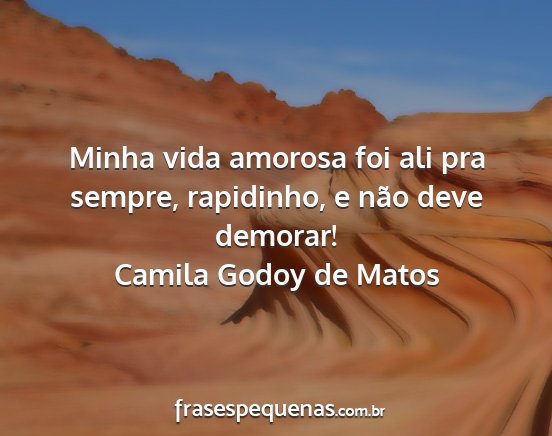 Camila Godoy de Matos - Minha vida amorosa foi ali pra sempre, rapidinho,...