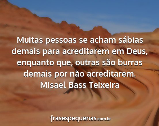 Misael Bass Teixeira - Muitas pessoas se acham sábias demais para...