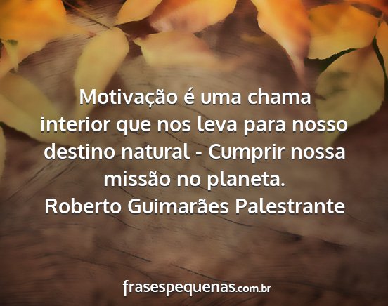 Roberto Guimarães Palestrante - Motivação é uma chama interior que nos leva...