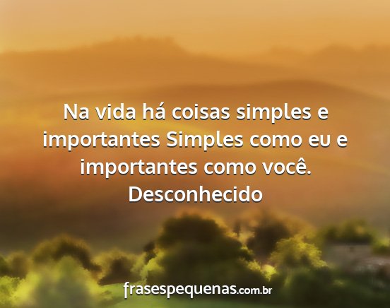 Desconhecido - Na vida há coisas simples e importantes Simples...