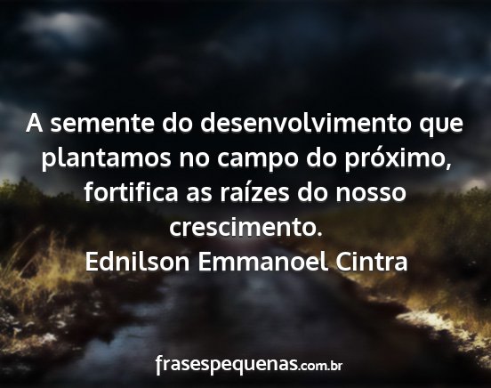 Ednilson Emmanoel Cintra - A semente do desenvolvimento que plantamos no...