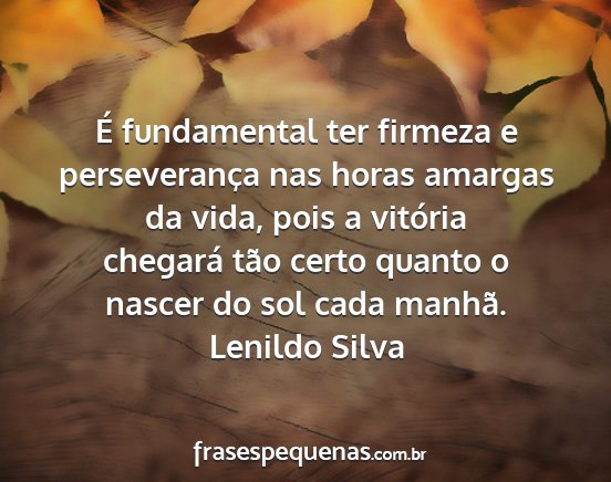 Lenildo Silva - É fundamental ter firmeza e perseverança nas...
