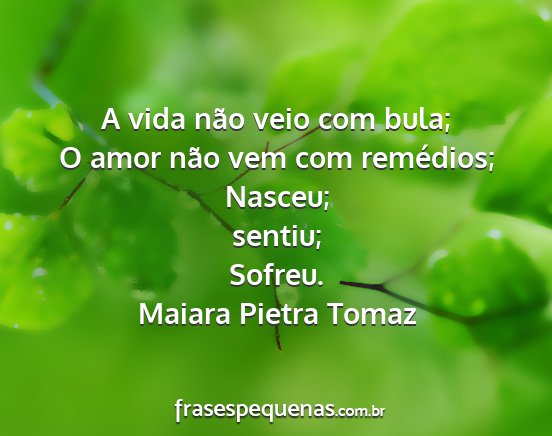 Maiara Pietra Tomaz - A vida não veio com bula; O amor não vem com...