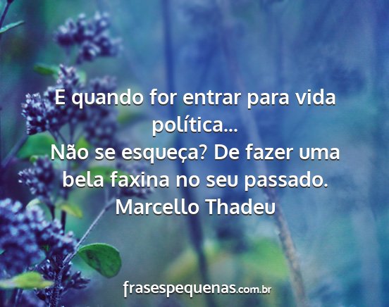 Marcello Thadeu - E quando for entrar para vida política... Não...