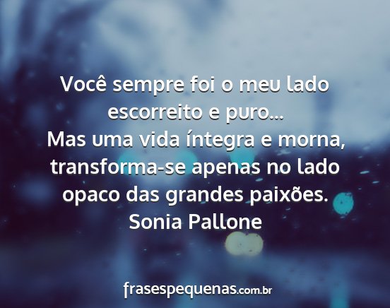 Sonia Pallone - Você sempre foi o meu lado escorreito e puro......