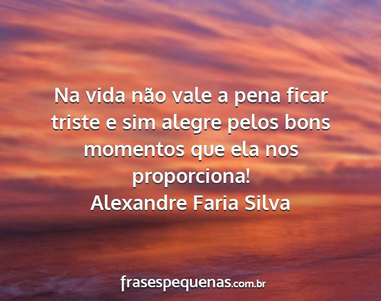 Alexandre Faria Silva - Na vida não vale a pena ficar triste e sim...