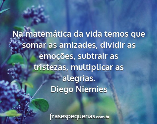 Diego Niemies - Na matemática da vida temos que somar as...