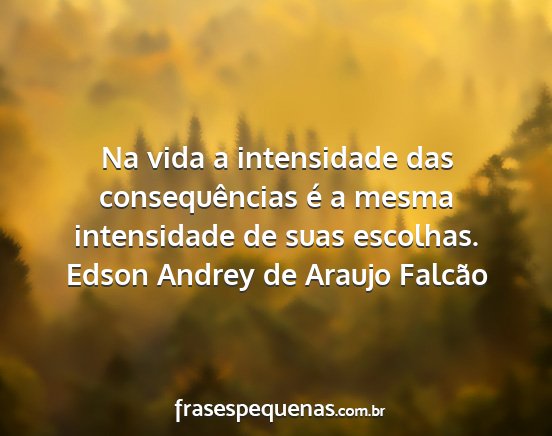 Edson Andrey de Araujo Falcão - Na vida a intensidade das consequências é a...