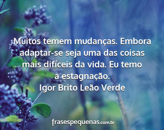 Igor Brito Leão Verde - Muitos temem mudanças. Embora adaptar-se seja...