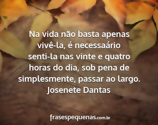 Josenete Dantas - Na vida não basta apenas vivê-la, é...