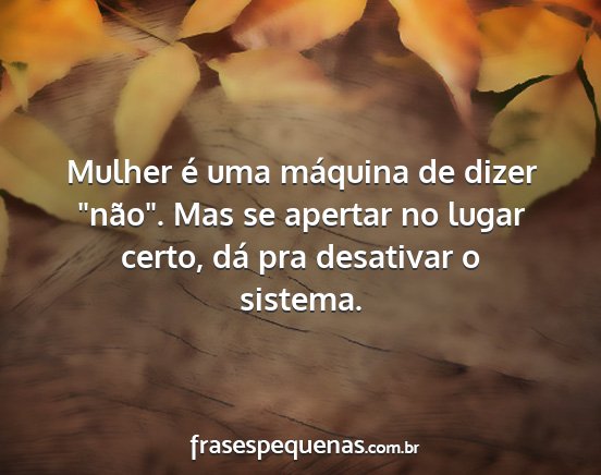 Mulher é uma máquina de dizer não. Mas se...