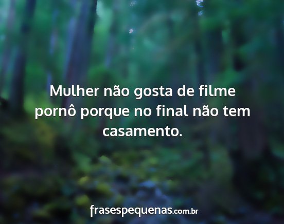 Mulher não gosta de filme pornô porque no final...