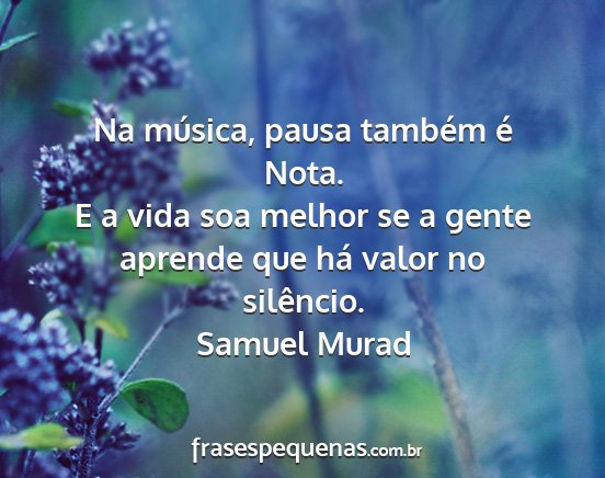 Samuel Murad - Na música, pausa também é Nota. E a vida soa...
