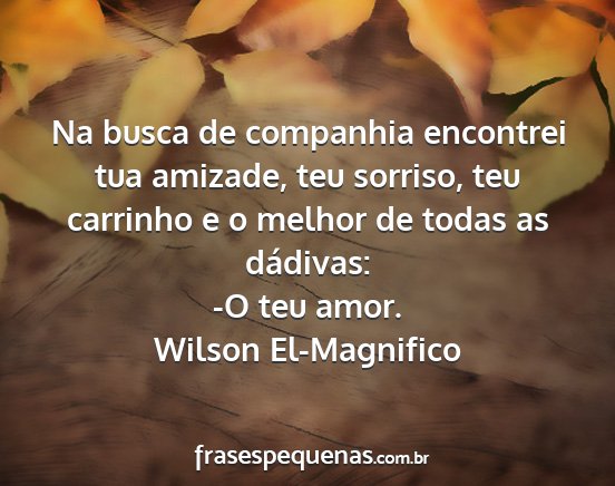 Wilson El-Magnifico - Na busca de companhia encontrei tua amizade, teu...