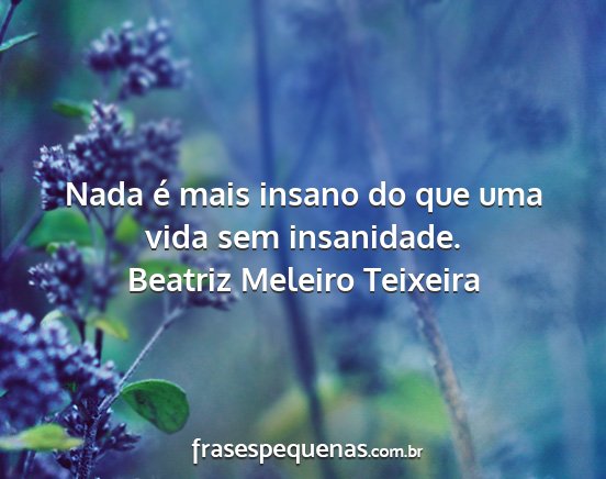 Beatriz Meleiro Teixeira - Nada é mais insano do que uma vida sem...