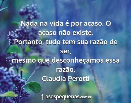 Claudia Perotti - Nada na vida é por acaso. O acaso não existe....