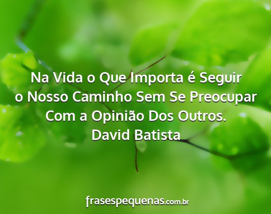 David Batista - Na Vida o Que Importa é Seguir o Nosso Caminho...