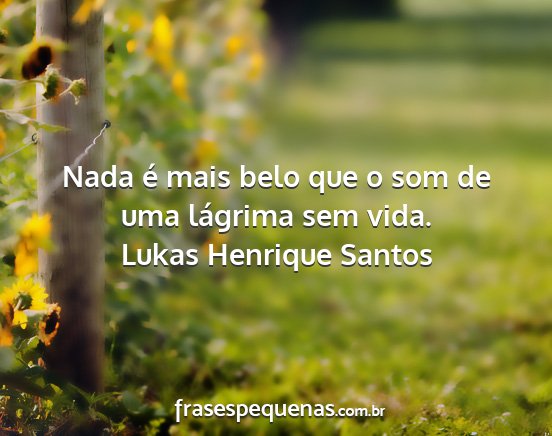 Lukas Henrique Santos - Nada é mais belo que o som de uma lágrima sem...
