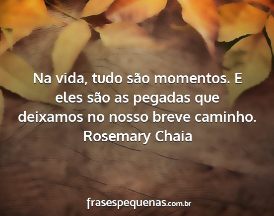 Rosemary Chaia - Na vida, tudo são momentos. E eles são as...