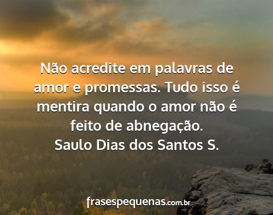 Saulo Dias dos Santos S. - Não acredite em palavras de amor e promessas....