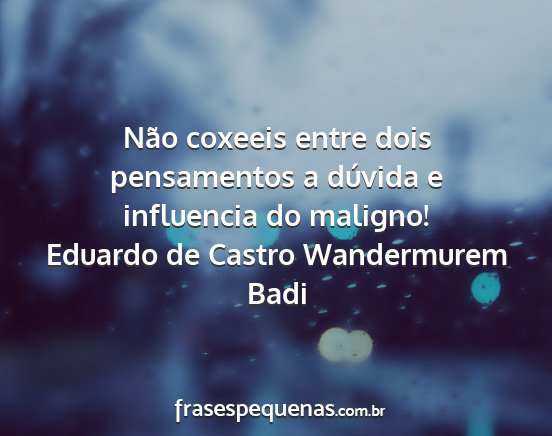 Eduardo de Castro Wandermurem Badi - Não coxeeis entre dois pensamentos a dúvida e...