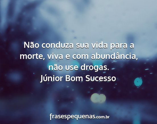 Júnior Bom Sucesso - Não conduza sua vida para a morte, viva e com...